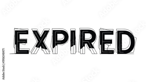 Expired Word Illustration: A bold typography artwork spells out the word EXPIRED in a striking monochrome design.