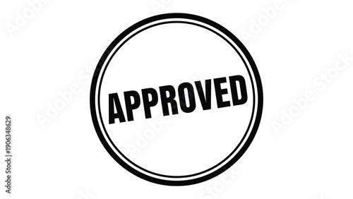 Approved Stamp: A bold, circular stamp declares APPROVED, symbolizing confirmation and authorization in a clear, concise design.