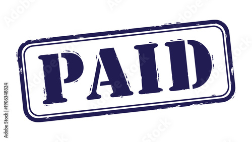 Paid Stamp: A detailed depiction of a blue PAID stamp, signifying transaction completion and financial clearance.