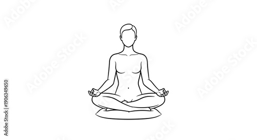 Artistic Line Drawing Depicting A Person In A Serene Lotus Pose Practicing Meditation For Inner Peace And Wellness