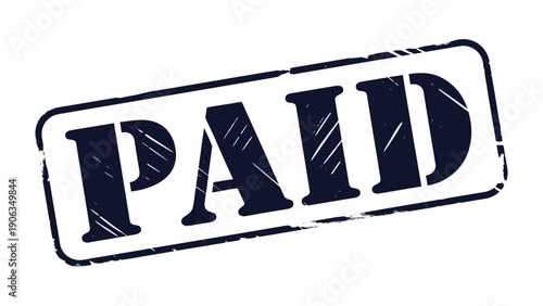 Paid Stamp of Approval: An angled view of a PAID stamp in bold, sans-serif font, imprinted clearly. Embodying official financial confirmation, this graphic is a symbol of transaction completion.