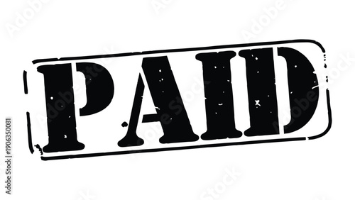 Paid Stamp: A classic black PAID stamp, the quintessential symbol of transaction completion and financial closure.