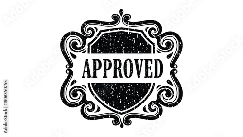 Approved Seal: A classic design seal that reads APPROVED, highlighting endorsement with elegant design and vintage texture. 