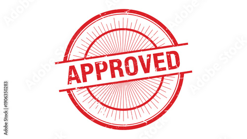 Approved Stamp of Authority: A bold red APPROVED stamp signifies a formal endorsement, acceptance, or authorization, conveying the essence of confirmation and assurance.