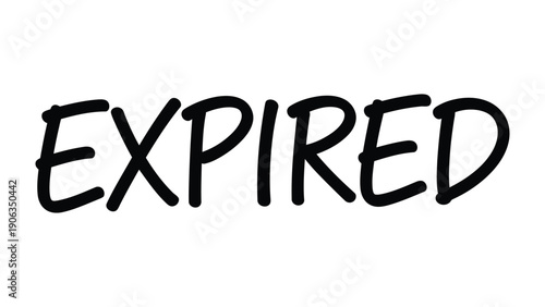 Expired Text: A straightforward visual representation of the word EXPIRED in bold, black lettering, clearly conveying the concept of expiration, age, and deadline. 