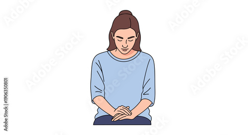 Fotografie Young woman with eyes closed and hands clasped in thoughtful or prayerful pose c