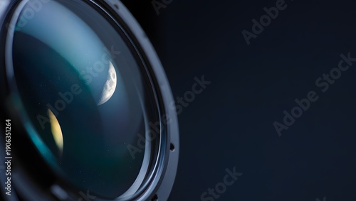 Macro Telescope Lens with Stars Reflection and Copy Space.