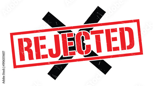 Rejected Stamp: A bold, red stamp with the word 'rejected' stamped emphatically against a stark backdrop, conveying a sense of finality and disapproval. 