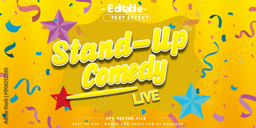 Stand-up comedy text effect with modern style.