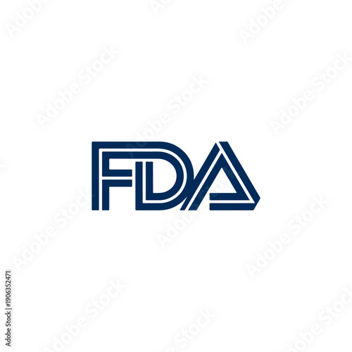 Modern FDA logo design with sleek blue letters and clean lines