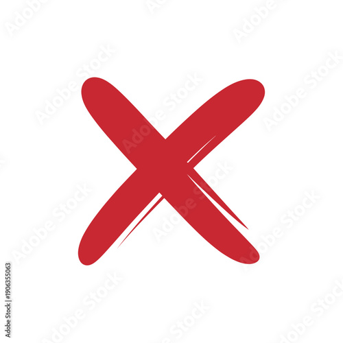 A large red X symbol on a white background for cancellation or rejection