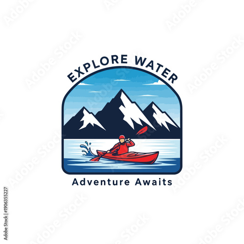 Illustration of Person Kayaking on Water.