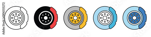 Brake disc icon element for design, vector illustration of car braking system, suitable for automotive apps