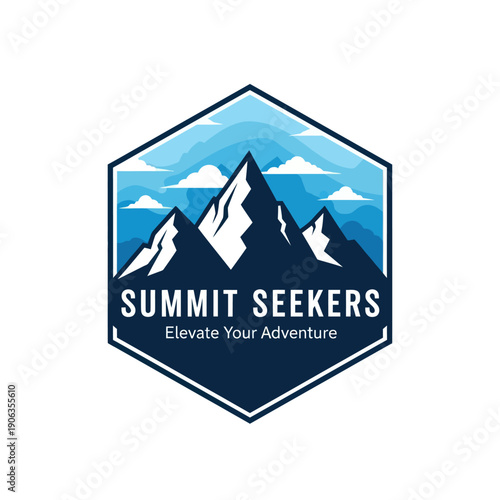 Summit Seekers Logo Mountain Adventure Emblem.