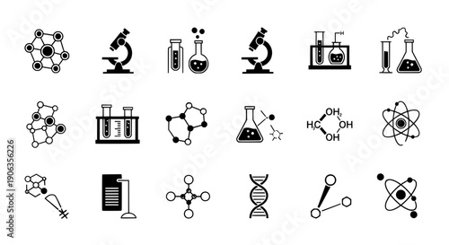Science and Genetics Thin Line Icon Set, DNA, microscope, Chromosomes and Laboratory Equipment