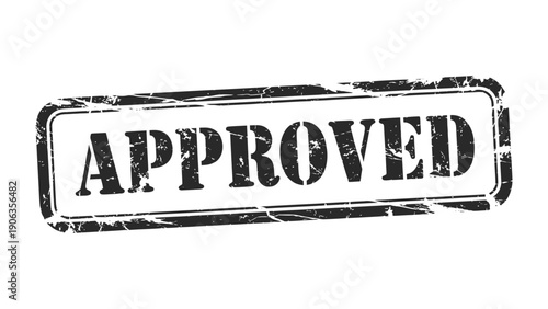 Stamp of Authority: An APPROVED rubber stamp, conveying official endorsement, acceptance, or validation, ideal for business documents, permits, or contracts.