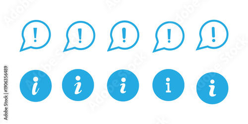 Information Icon vector illustration in flat style. Speech symbol for web site design, logo, app, Information. Different styles, color, more information. Vector icons.