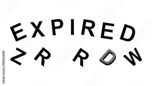 Expired Word: The word EXPIRED is spelled out in a playful, dynamic font arrangement, with each letter distinct, creating a sense of visual intrigue.