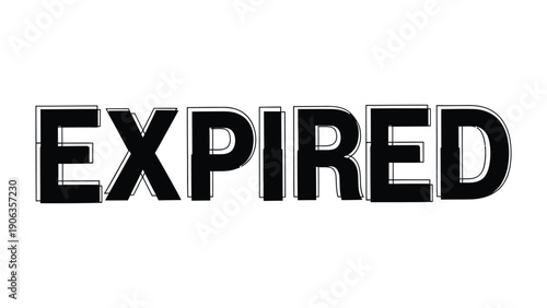 Expired Stamp: A bold, uppercase EXPIRED stamp in stark contrast, indicating an item's time limit has passed.