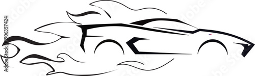 Modern automotive speed logo concept with tribal flame elements.