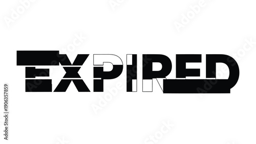 Expired Typography: A striking typographic composition prominently displays the word EXPIRED, using a minimalist aesthetic with bold, geometric shapes.