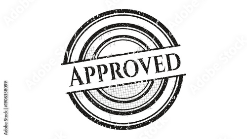 Approved Stamp of Authority: A classic circular stamp prominently displays the word APPROVED, conveying a sense of authorization and validation.