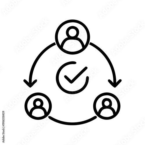 Circle With Checkmark And Three People icon for web and graphic design