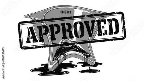 Approval Stamp on Automotive Part: An APPROVED stamp is boldly imprinted upon a newly manufactured automotive component, a symbol of quality assurance.