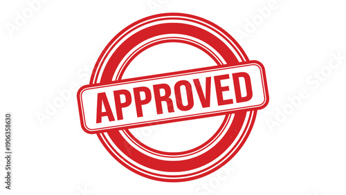Approved Stamp: A bold red Approved stamp, a symbol of validation, quality, and authorization, representing the confirmation and permission.