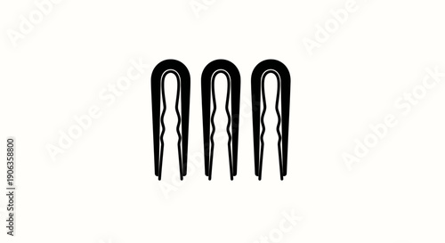 Three black hair clips isolated on white background.