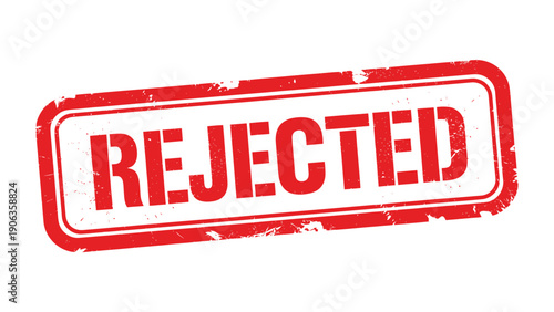 Rejected Stamp: A close-up shot of a red REJECTED stamp, a symbol of denial, signifying a critical decision with potential implications.