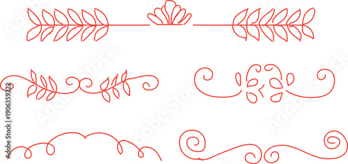  collection of vector-based floral and swirly decorative text dividers or page borders. These are typically used as design elements to separate sections of text or to add an ornate touch to documents,