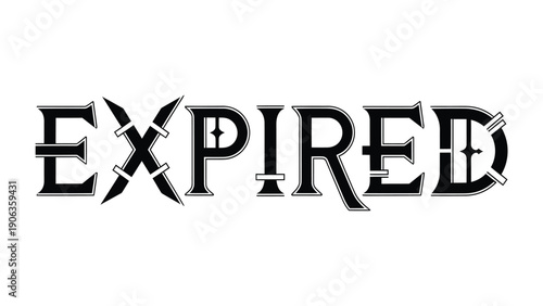 Expired Message: A bold, stylized word mark, proclaiming the end of validity, hinting at information that is no longer useful, relevant or actionable. 