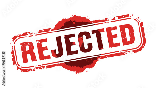Rejected Stamp: Bold red rejected stamp, conveying disapproval, non-acceptance and refusal. Ideal for design needs. 