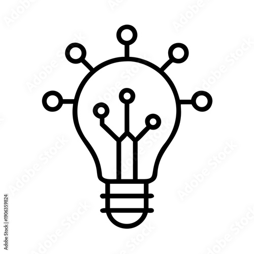 Lightbulb With Internal Network Hub icon for web and graphic design