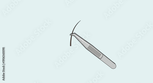 A pair of silver tweezers on a blue background.