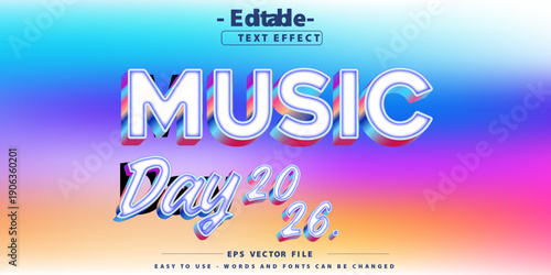 Editable text effect on music day 2026 themed text.