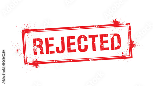 Rejected Stamp - Clear Denial: A bold red REJECTED stamp boldly declares disapproval. This image conveys a straightforward message. The stamp's ink splatters add a subtle layer of visual interest.