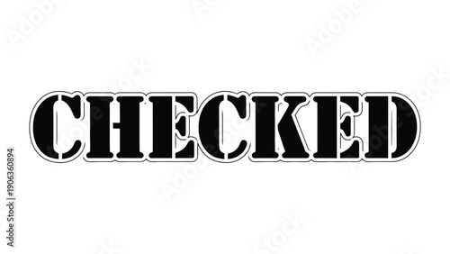 Checked Stamp Icon: A bold CHECKED stamp in a striking black and white design signifies approval or completion, perfect for highlighting task validation.