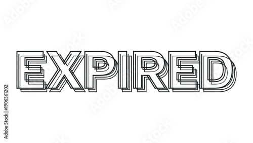Expired Label: A stark, monochrome graphic of the word 'EXPIRED', conveying the concept of obsolescence and time's passage. Use this image for content relating to expiration dates.
