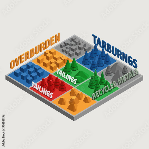 3D Model of Mining Waste and Recycling.