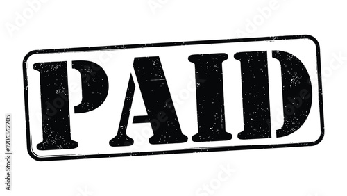 Paid Stamp: A bold, grunge-style stamp declaring PAID, perfect for conveying financial transactions and payments.