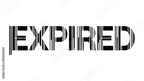Expired: A bold graphic illustration declares EXPIRED, utilizing a striking barcode design to underscore the notion of time's passage and product validity.