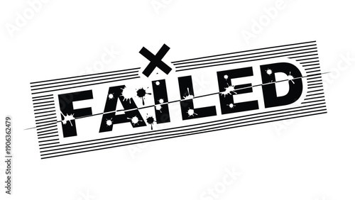Defeat Stamp: A bold stamp design declaring 'FAILED', signifying a moment of setback or disappointment, suitable for projects or concepts related to setbacks.