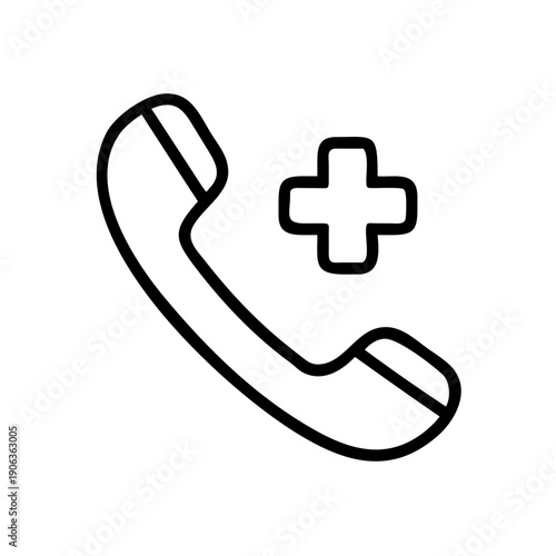 Telephone Handset With Medical Cross icon for web and graphic design