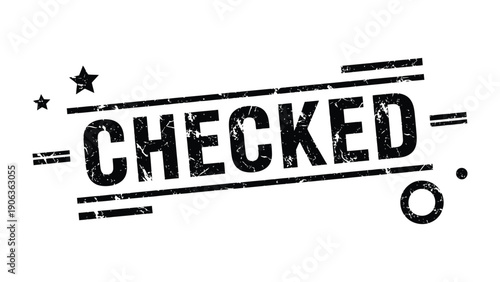 Checked Stamp: A bold, stamped CHECKED design, conveying verification and approval. This graphic element can be used for communication and validation needs.