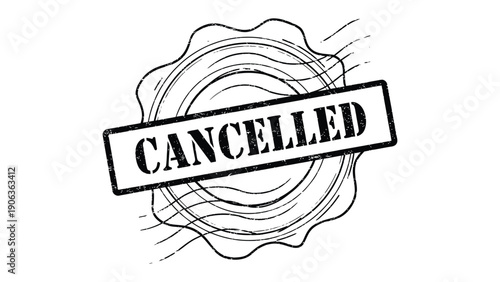 Cancellation Stamp: A stark black and white image of a cancelled stamp, a symbol of denial, prohibition, or invalidation. The seal’s intricate design accentuates the decisive message.