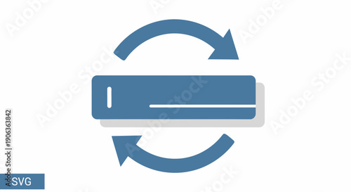 Circular arrows around a horizontal bar, concept of refresh or cycle