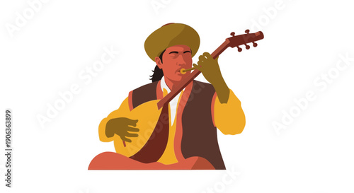 Musician Playing Traditional Stringed Instrument