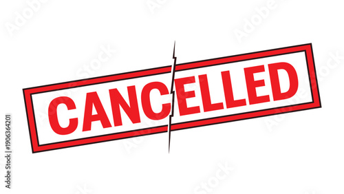 Canceled sign split: A stark, attention-grabbing graphic shows a canceled sign split down the middle, visually communicating disruption.